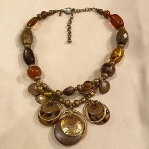 Chunky Beaded Necklace with Gold Accents